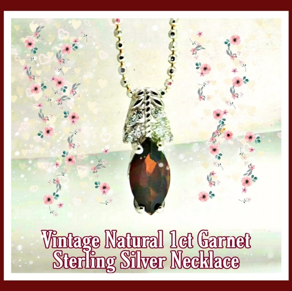 🎀Clearance🎀 NATURAL 1CT GARNET & DIAMONDS PENDANT NECKLACE VINTAGE EXCELLENT - Picture 8 of 13
